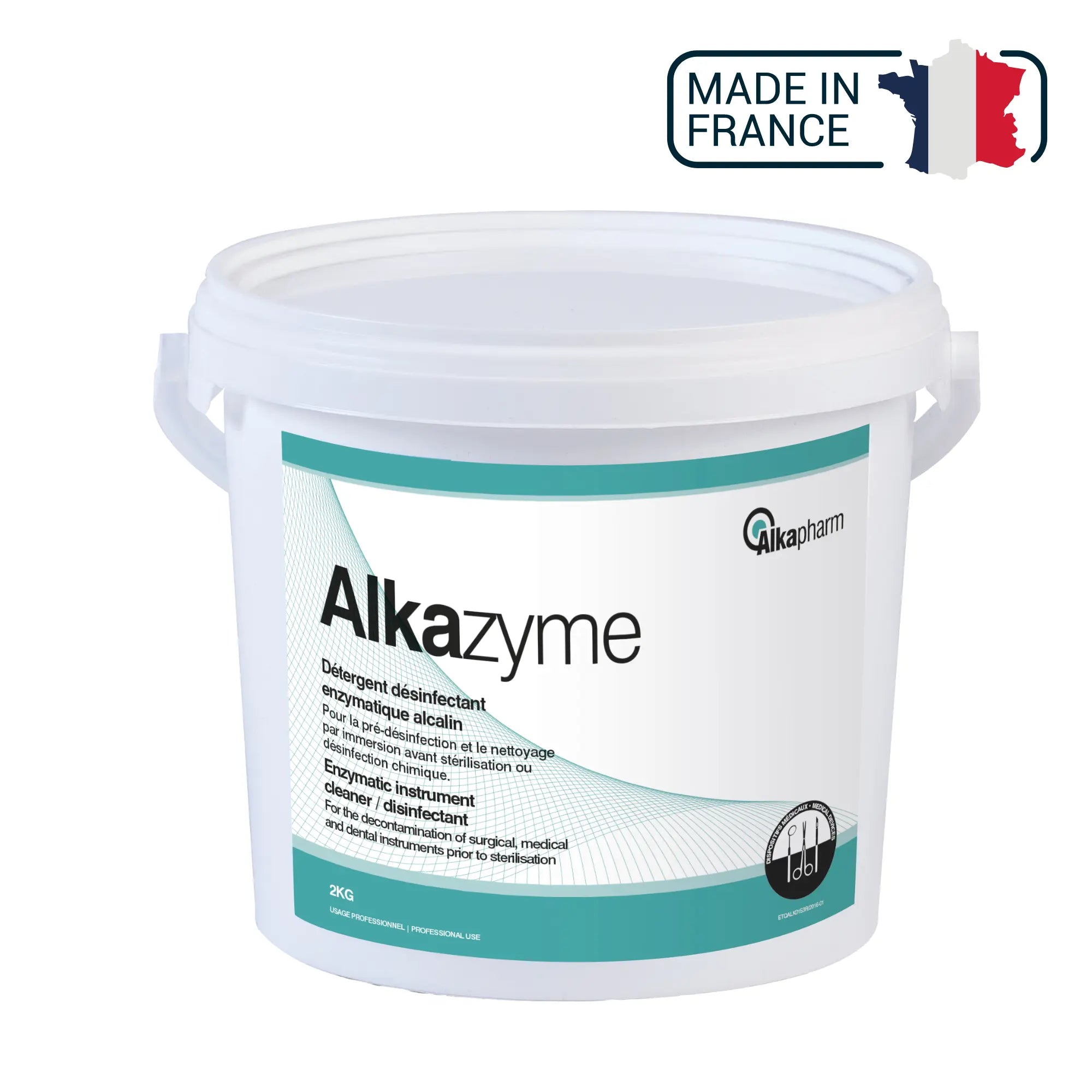 Alkazyme - Détergent désinfectant enzymatique alcalin - Seau - 2 kg - Alkapharm - My Podologie