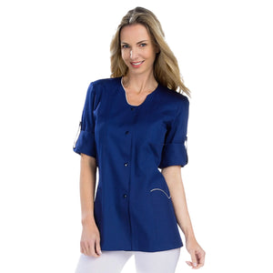 Anaïs - Tunique - Manches Longues - Femme - 75cm My Blouse Sergé-Marine-Blanc-T6-XXXL