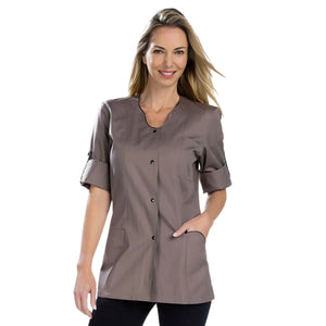 Anaïs - Tunique - Manches Longues - Femme - 75cm My Blouse Sergé-Taupe-Noir-T6-XXXL