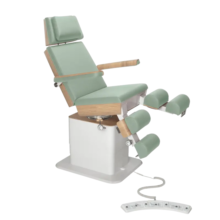Fauteuil de pédicurie - MOON - Relevage électrique - Filaire - Ruck My Podologie  Sauge-3-moteurs-Chêne