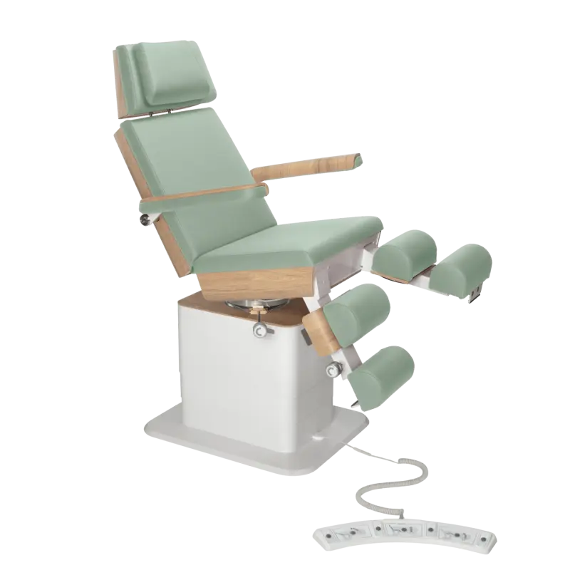 Fauteuil de pédicurie - MOON - Relevage électrique - Filaire - Ruck My Podologie Sauge-3-moteurs-Chêne