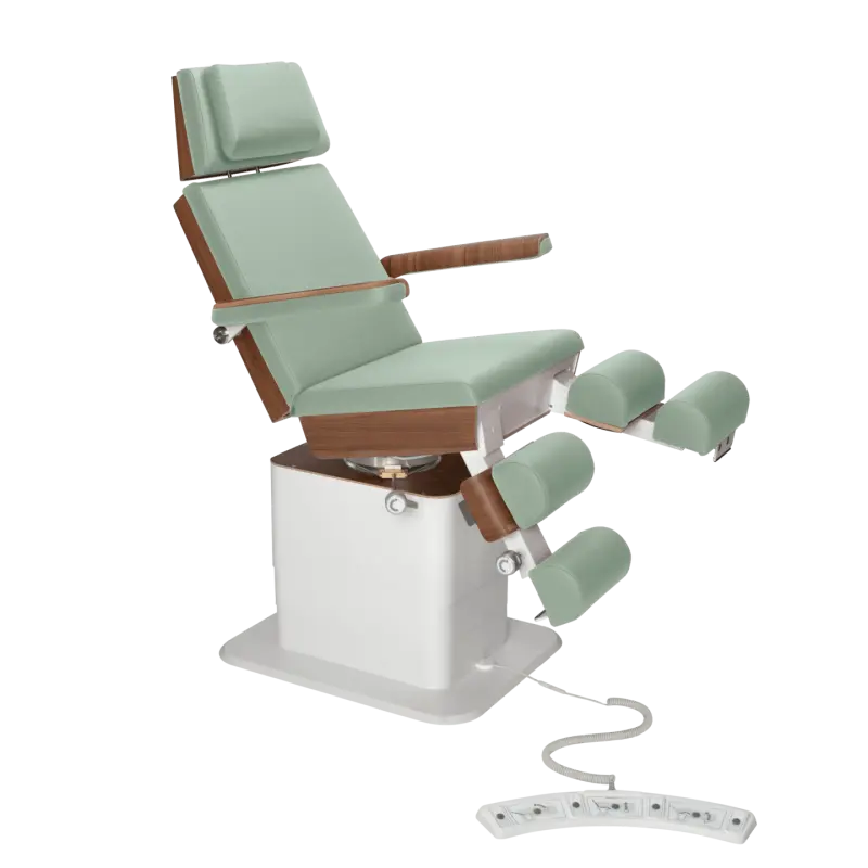 Fauteuil de pédicurie - MOON - Relevage électrique - Filaire - Ruck My Podologie Sauge-3-moteurs-Noyer