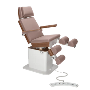 Fauteuil de pédicurie - MOON - Relevage électrique - Filaire - Ruck My Podologie Taupe-3-moteurs-Noyer