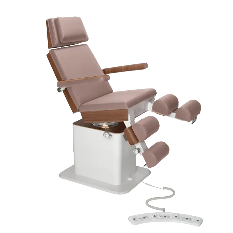 Fauteuil de pédicurie - MOON - Relevage électrique - Filaire - Ruck My Podologie Taupe-3-moteurs-Noyer