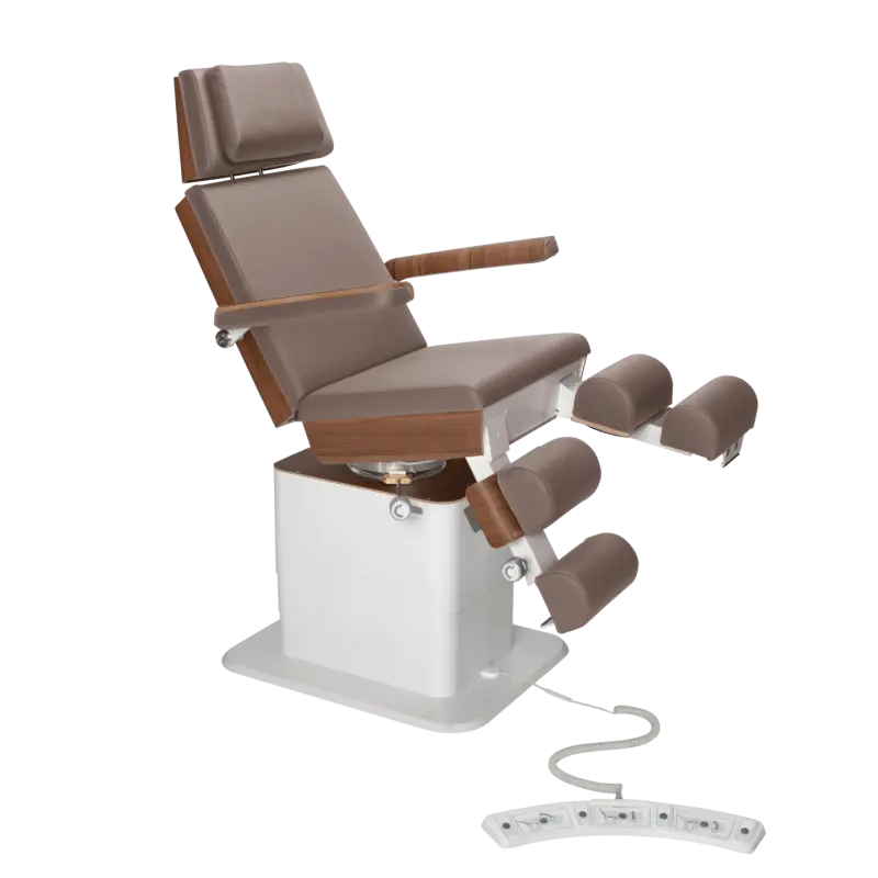 Fauteuil de pédicurie - MOON - Relevage électrique - Filaire - Ruck My Podologie Muscade-3-moteurs-Noyer