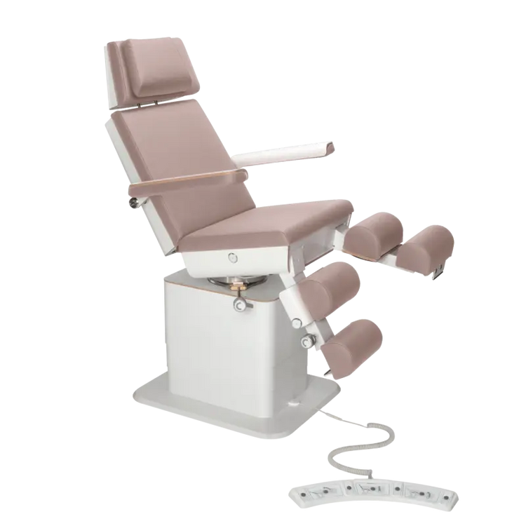 Fauteuil de pédicurie - MOON - Relevage électrique - Filaire - Ruck My Podologie  Taupe-5-moteurs-Blanc