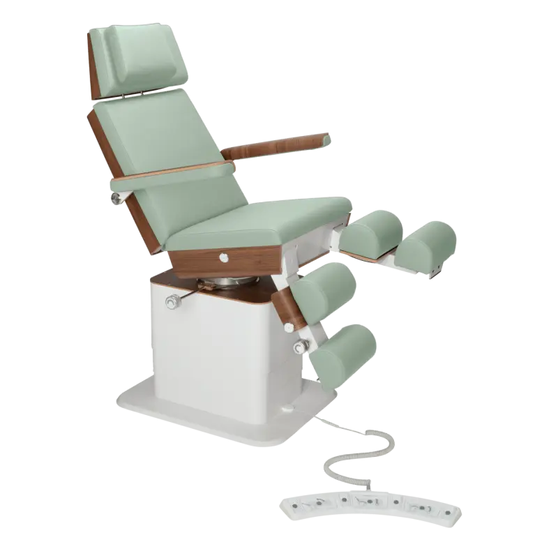 Fauteuil de pédicurie - MOON - Relevage électrique - Filaire - Ruck My Podologie Sauge-5-moteurs-Noyer