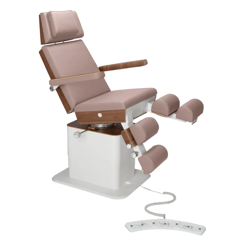 Fauteuil de pédicurie - MOON - Relevage électrique - Filaire - Ruck My Podologie Taupe-5-moteurs-Noyer