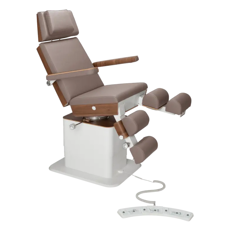 Fauteuil de pédicurie - MOON - Relevage électrique - Filaire - Ruck My Podologie  Muscade-5-moteurs-Noyer
