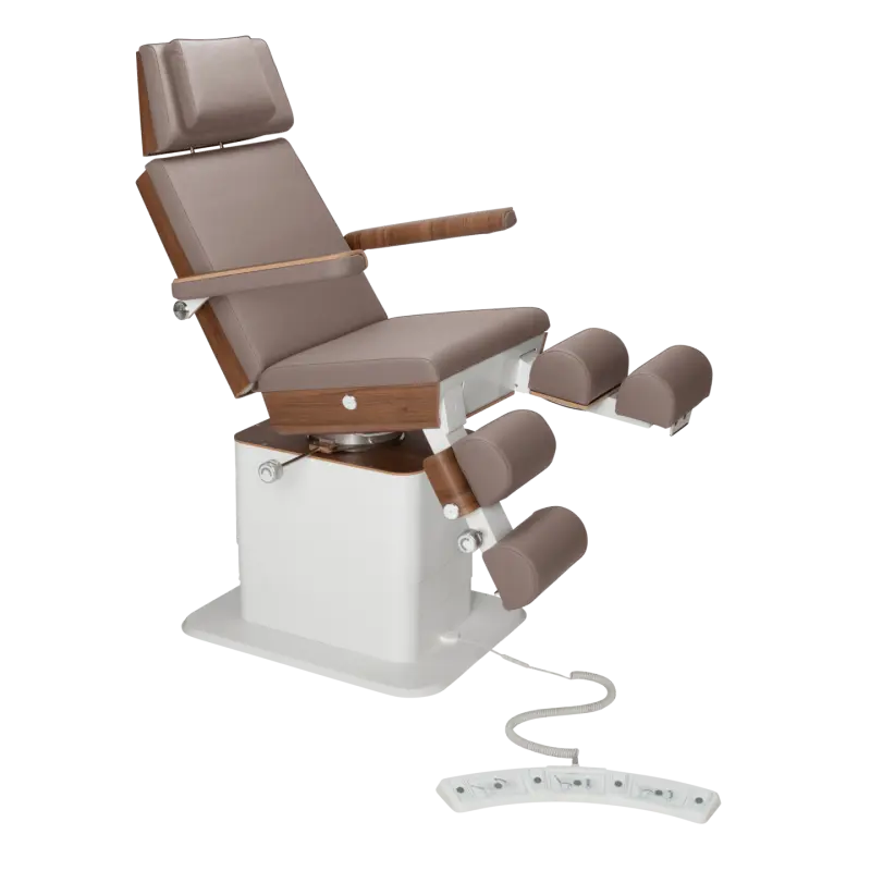 Fauteuil de pédicurie - MOON - Relevage électrique - Filaire - Ruck My Podologie Muscade-5-moteurs-Noyer