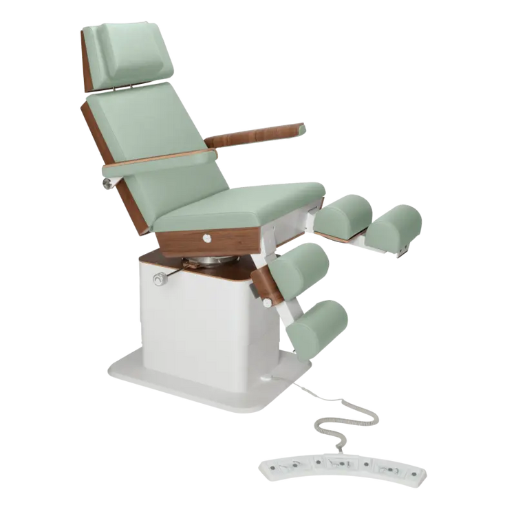Fauteuil de pédicurie - MOON - Relevage électrique - Filaire - Ruck My Podologie  Sauge-3-moteurs-2-Noyer