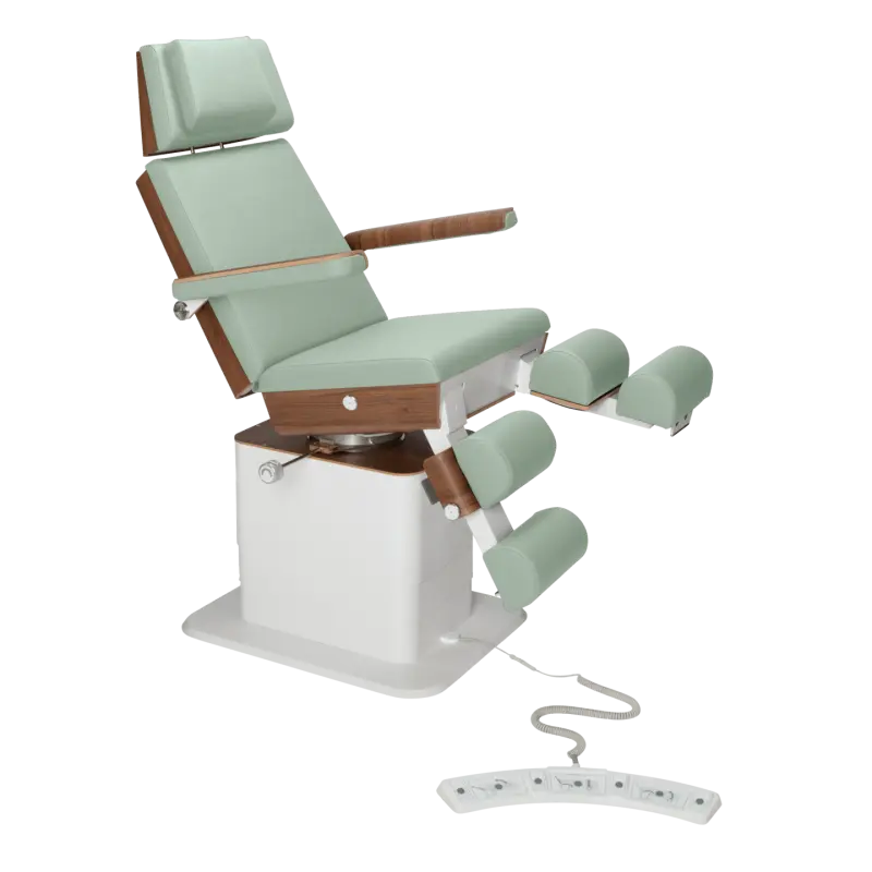 Fauteuil de pédicurie - MOON - Relevage électrique - Filaire - Ruck My Podologie Sauge-3-moteurs-2-Noyer