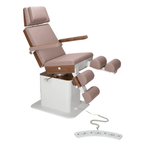 Fauteuil de pédicurie - MOON - Relevage électrique - Filaire - Ruck My Podologie Taupe-3-moteurs-2-Noyer