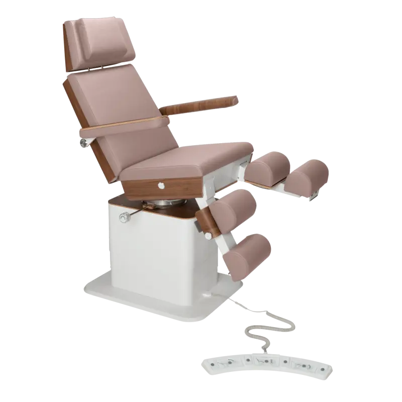 Fauteuil de pédicurie - MOON - Relevage électrique - Filaire - Ruck My Podologie Taupe-3-moteurs-2-Noyer