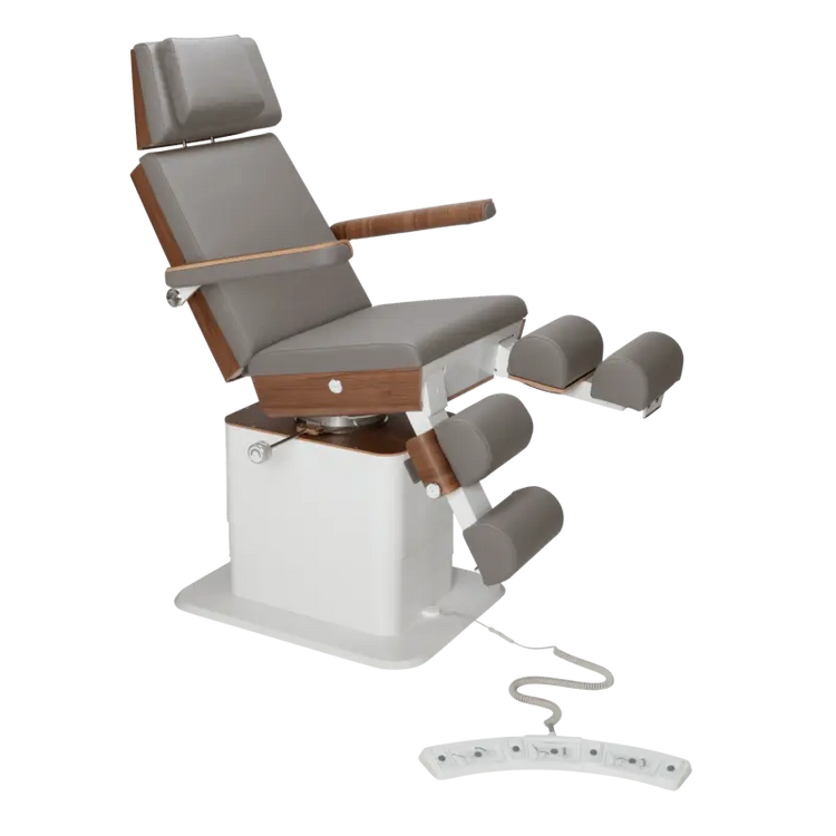 Fauteuil de pédicurie - MOON - Relevage électrique - Filaire - Ruck My Podologie  Pierre-3-moteurs-2-Noyer