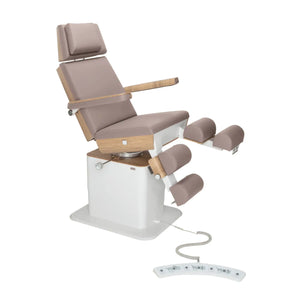 Fauteuil de pédicurie - MOON - Relevage électrique - Filaire - Ruck My Podologie Taupe-3-moteurs-2-Chêne