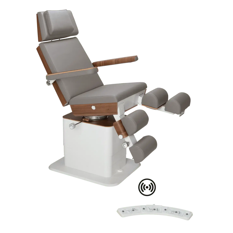 Fauteuil de pédicurie - MOON - Relevage électrique - Wifi - Ruck My Podologie  Pierre-5-moteurs-Noyer