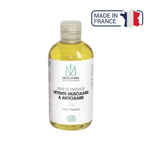 Huile de massage détente musculaire & articulaire BIO - Flacon Stop-goutte 250 ml - Medicafarm Medicafarm
