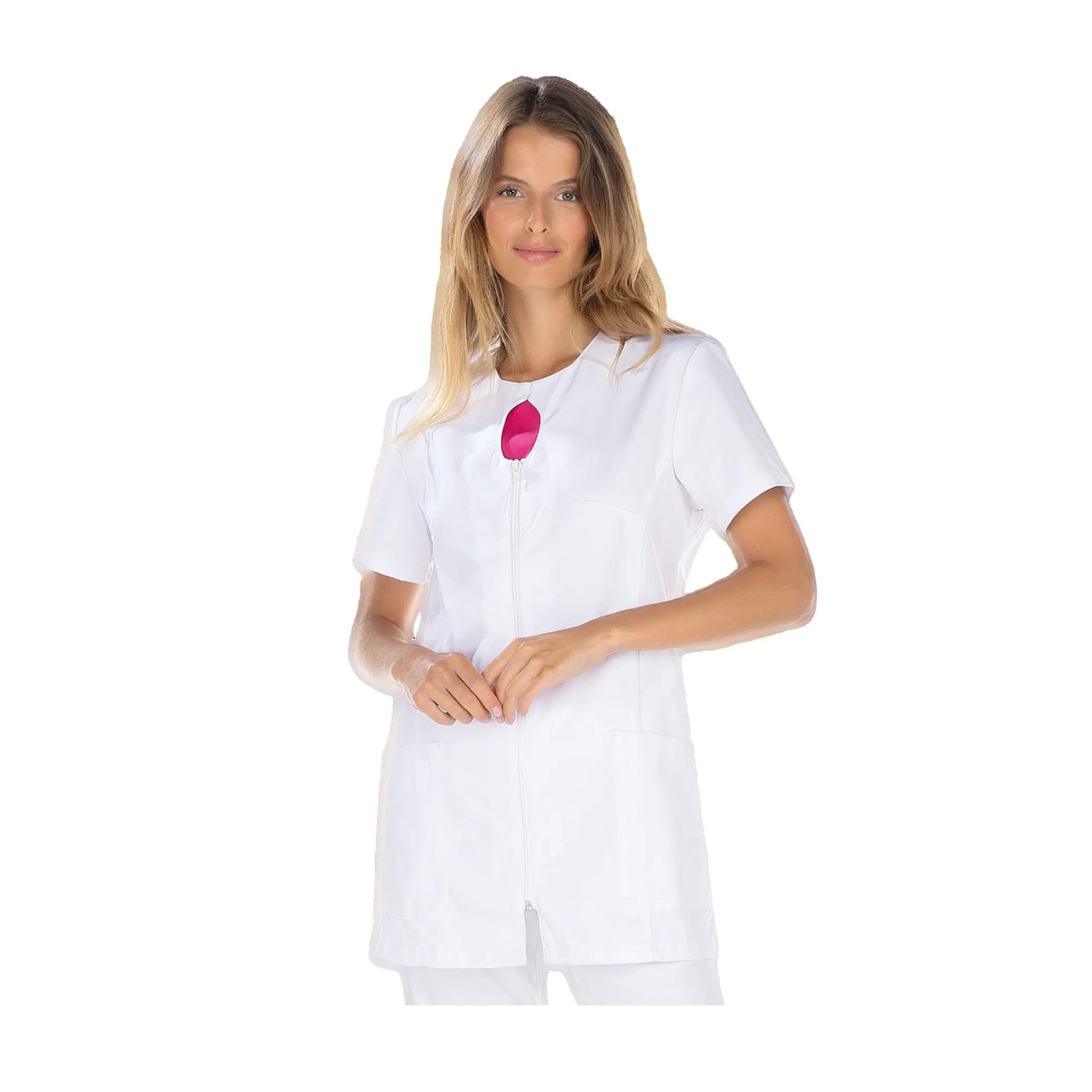 Laure - Tunique - Manches courtes - Femme - 75 cm My Blouse Sergé-Blanc-Rhodamine-T6-XXXL