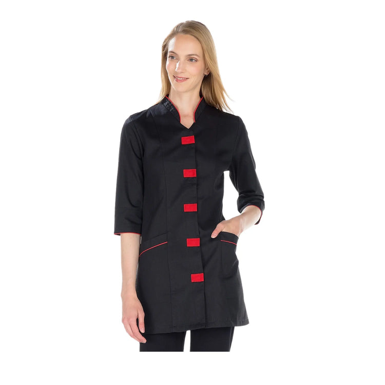 Linette - Tunique - Manches 3/4 - Femme - 80 cm My Blouse  Noir-Rouge-T6-XXXL