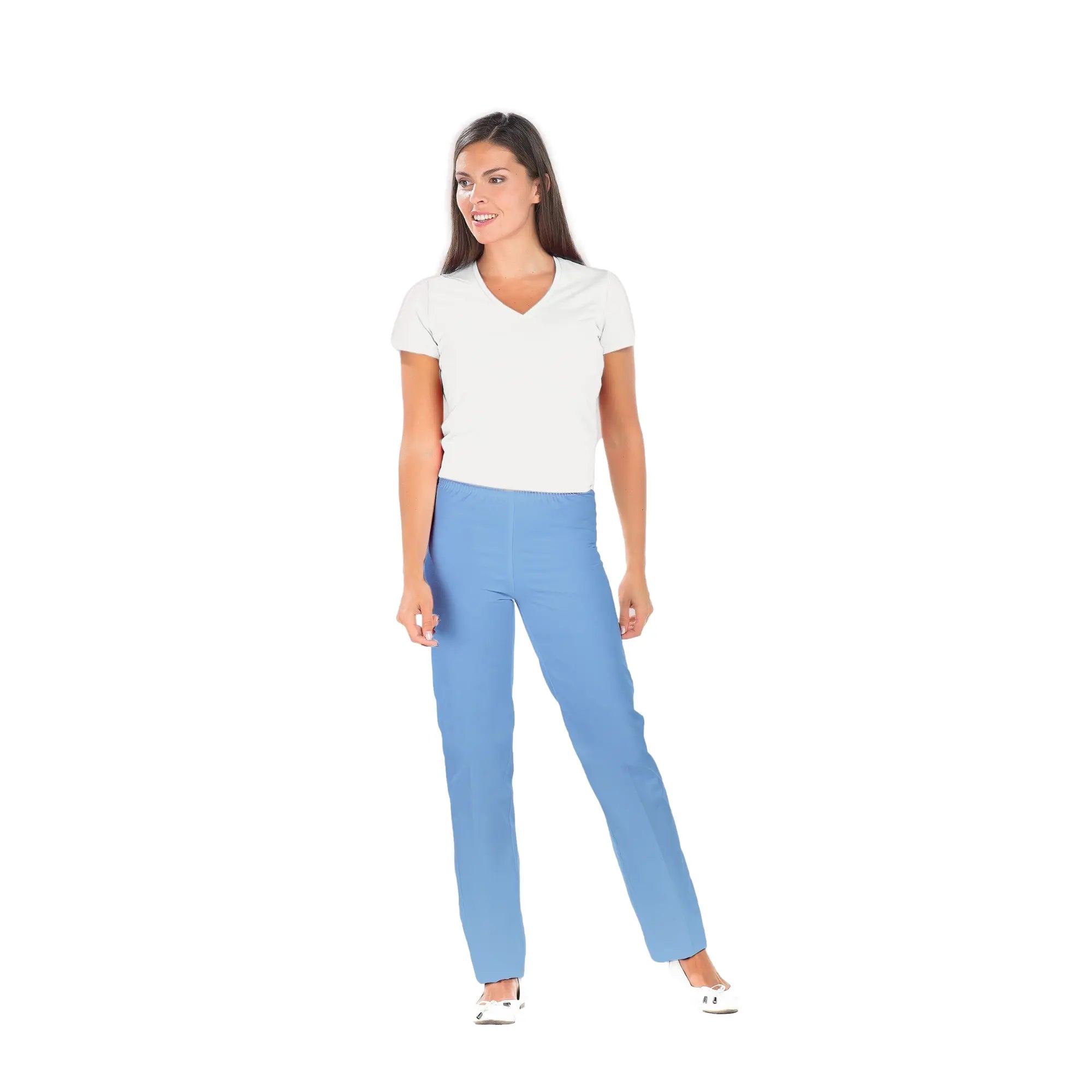 Manu - Pantalon PC Bleu Azur - Mixte - Ceinture élastique - Sans poche My Blouse