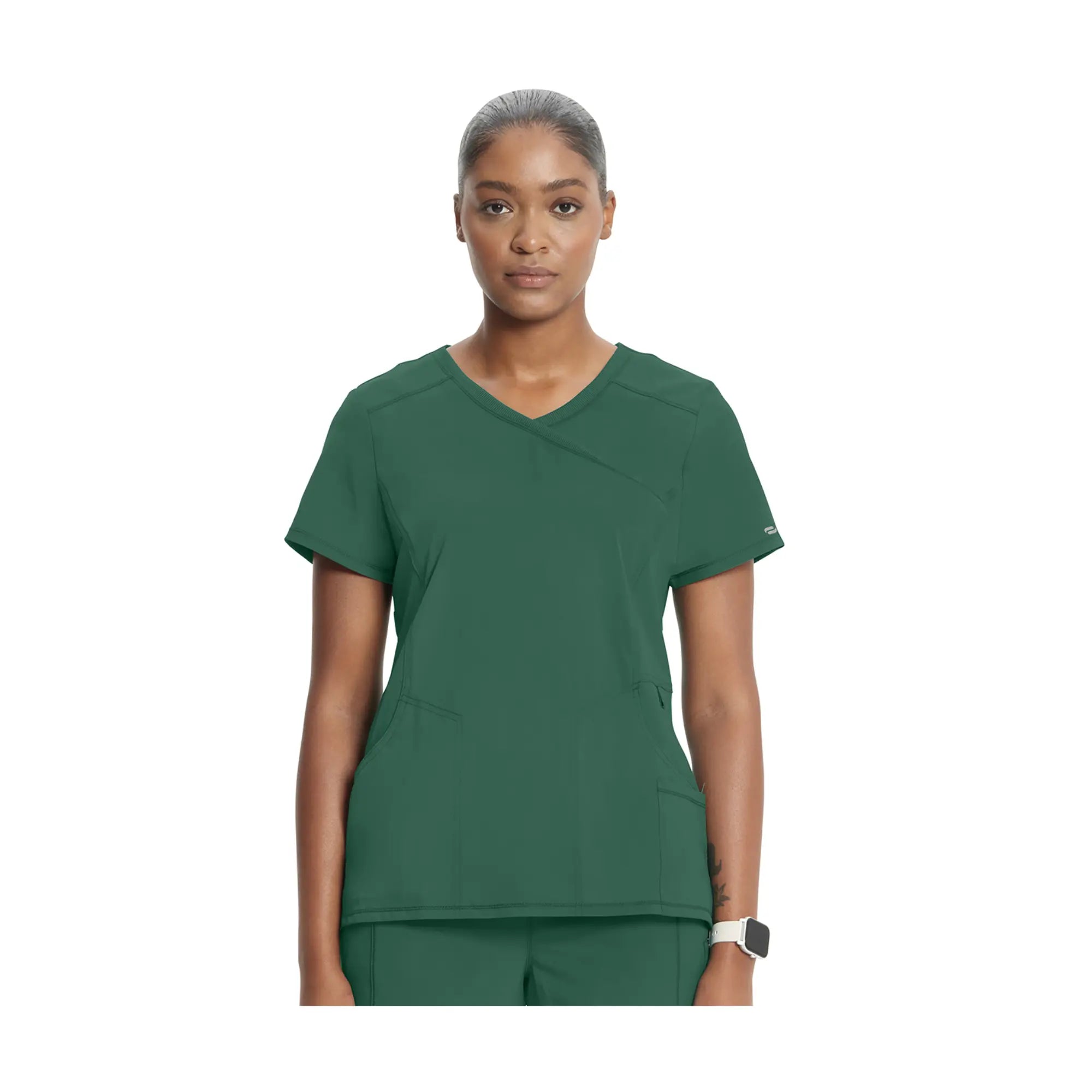 Ondres - Tunique médicale - Cache-coeur - 66 cm - Femme - Cherokee - Couleur 2 Cherokee Medical Uniforms Vert-Chasseur-3XL