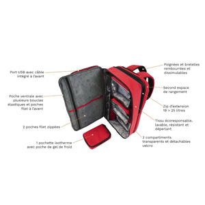 Sac à dos convertible médical MADRAGUE - Rouge / Noir