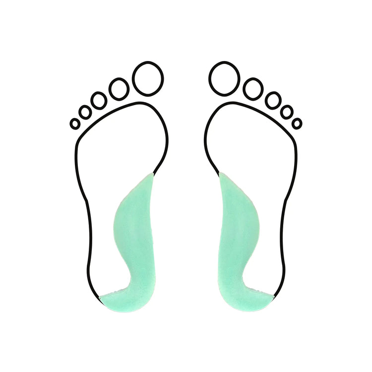 Voûte interne avec coin supinateur en mousse latex - Shore 25-35 - Vert - My Podologie