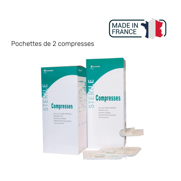 Compresse Non-tissée Stérile - 40g/m2 - Pochette de 2 compresses - Euromédis - My Podologie