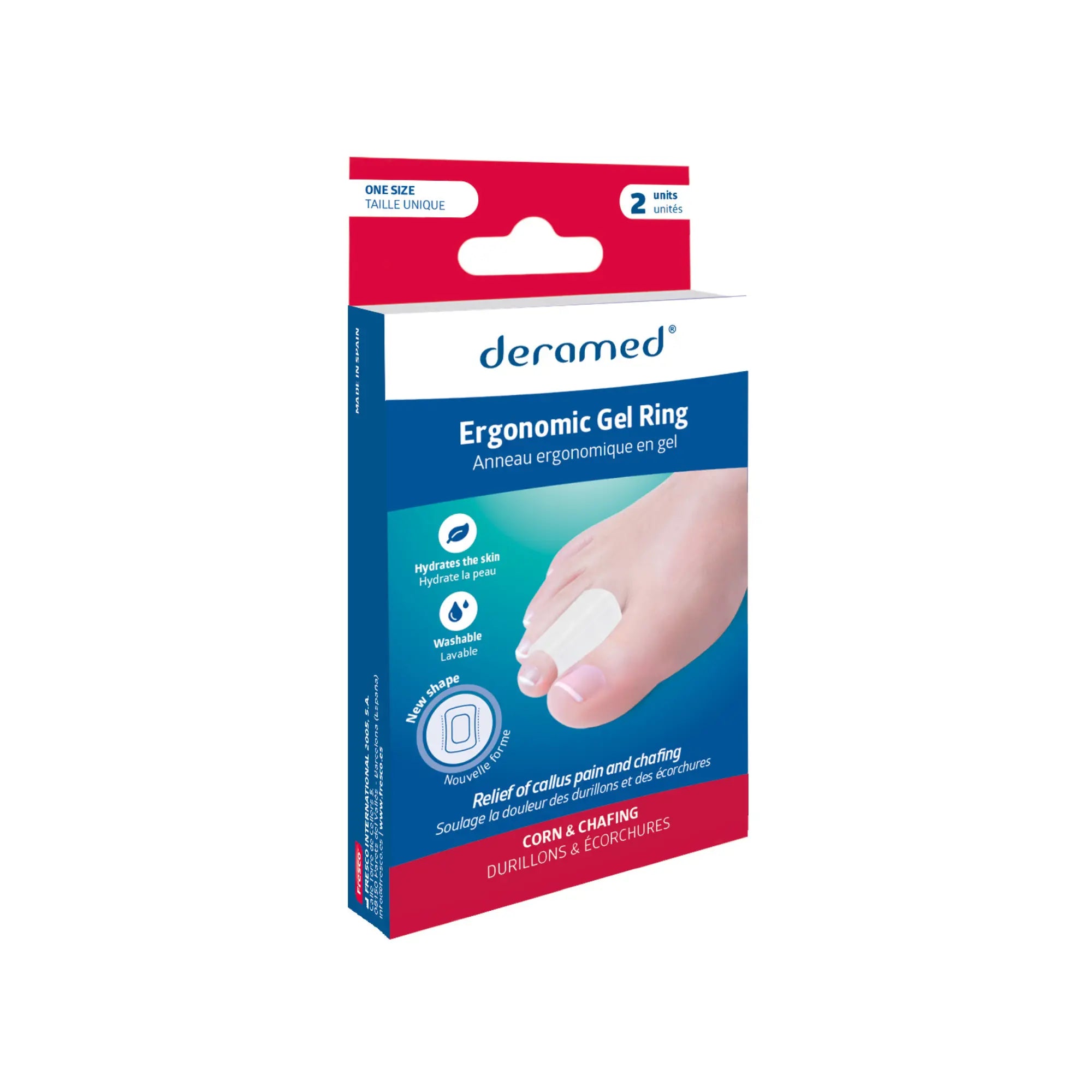 2 Anillos ergonómicos de protección de dedos de gel - talla única - Deramed® Fresco Podologia 