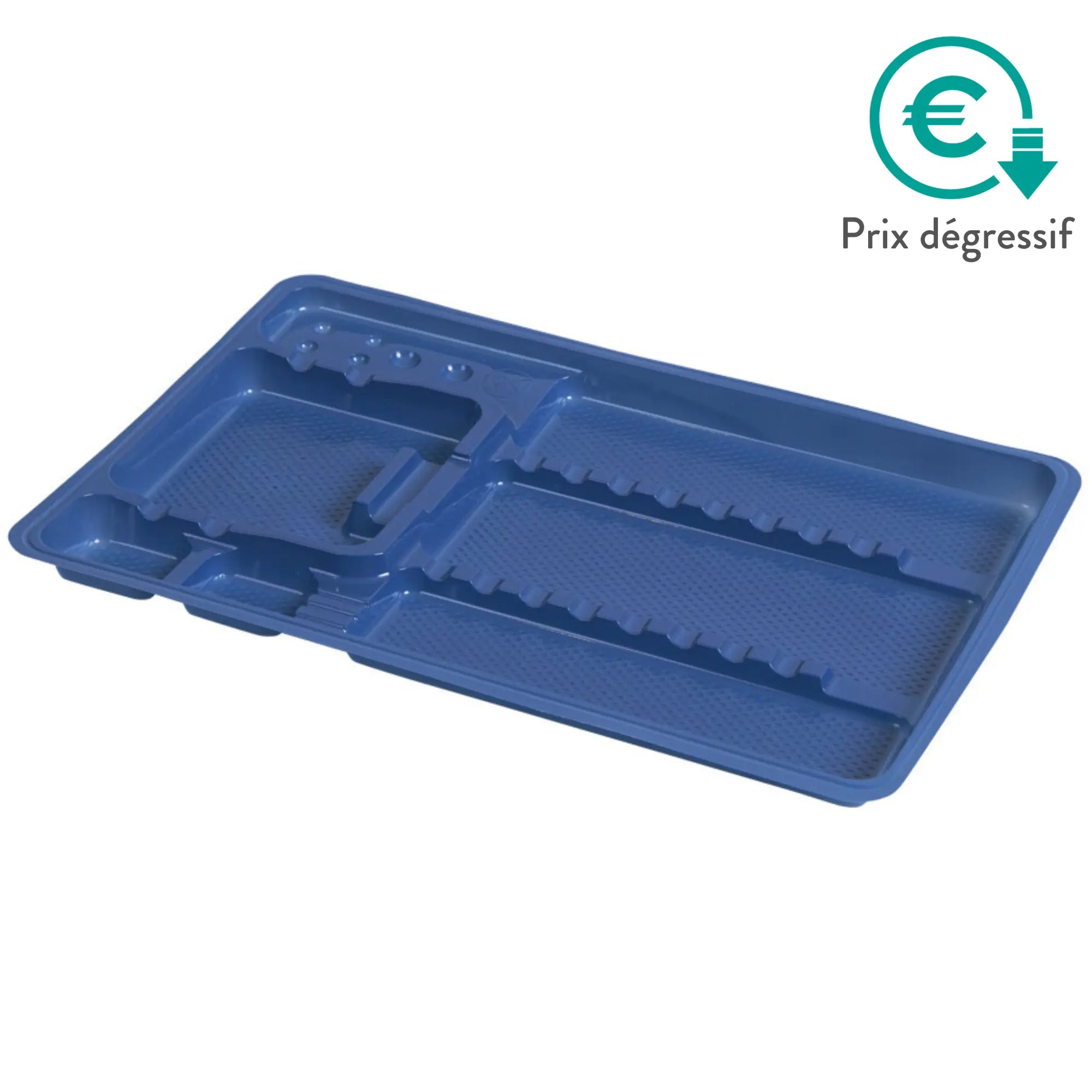 50 plateaux de soin à usage unique avec compartiments - 3 formats My Podologie  180-x-280-x-17-mm-Bleu-Marine