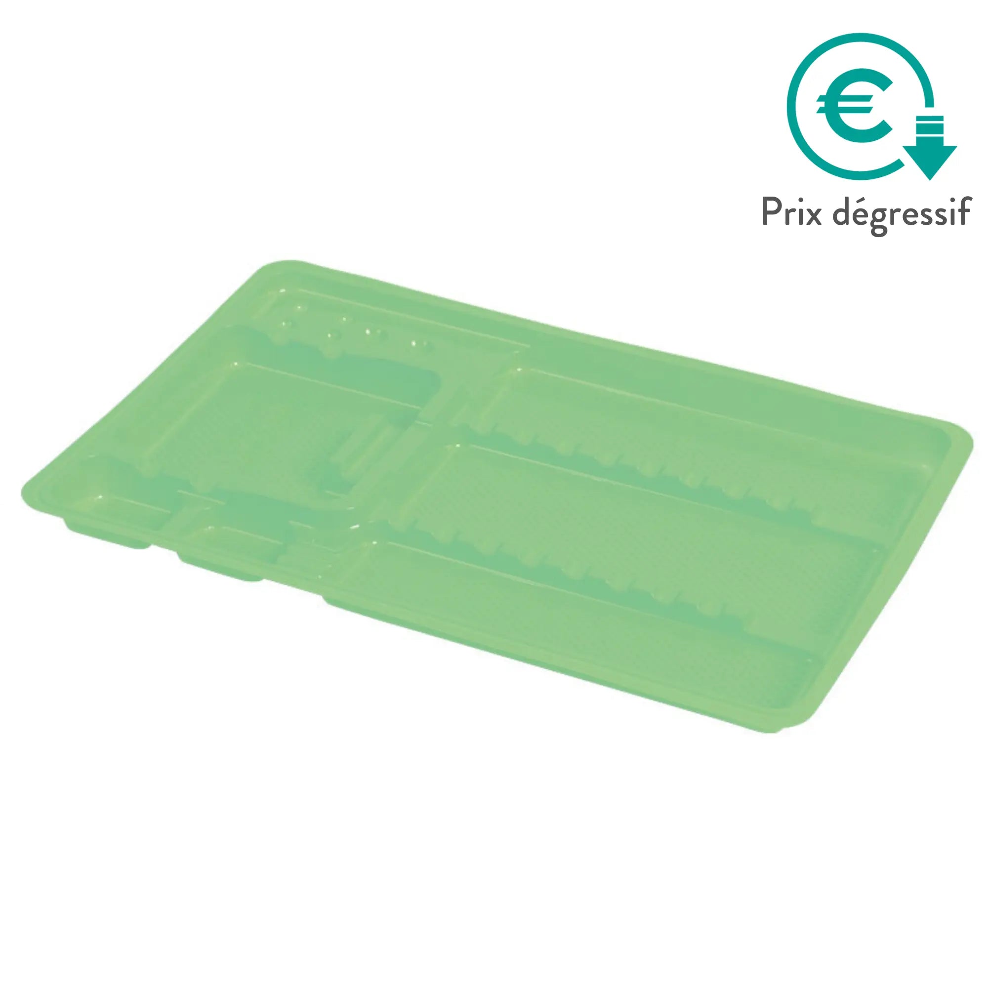 50 plateaux de soin à usage unique avec compartiments - 3 formats My Podologie  180-x-280-x-17-mm-Vert