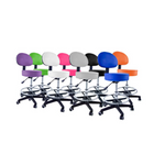 Taburete con respaldo y reposapiés base cromada - 8 colores