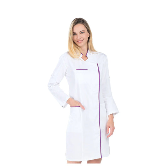 Adeline - Blusa larga - Manga larga convertible - Mujer - 100 cm My Blusa Sergé-Blanco-Morado-T6-XXXL