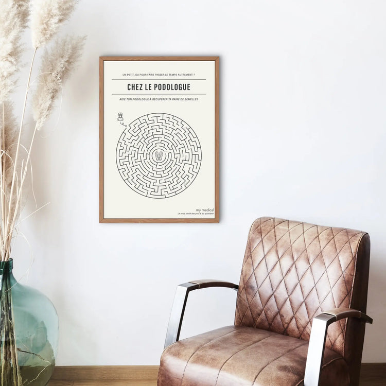 Affiche décorative labyrinthe - Salle d'attente cabinet pédicurie-podologie My Podologie  50 x 70 cm