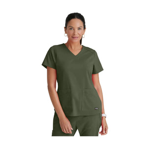 Aura - Túnica con cuello en V - Mujer - Grey's Anatomy Stretch Grey's Anatomy  Olive Green / XL