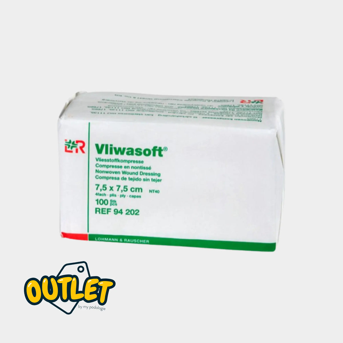 Compresse Non Tissée Non Stérile - 30g/m2 - 7,5 x 7,5cm - Sachet de 100 - Vliwasoft // Date dépassée Lohmann Rauscher 
