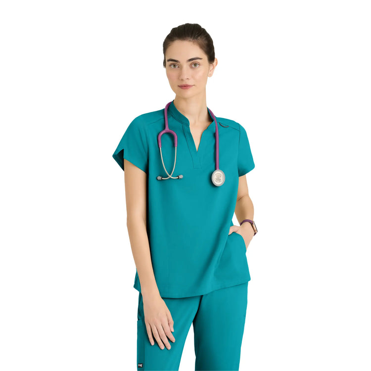 Flora - Tunique col à bande - Femme - Grey’s Anatomy Stretch GREYS ANATOMY STRETCH Bleu Caraïbes / XL