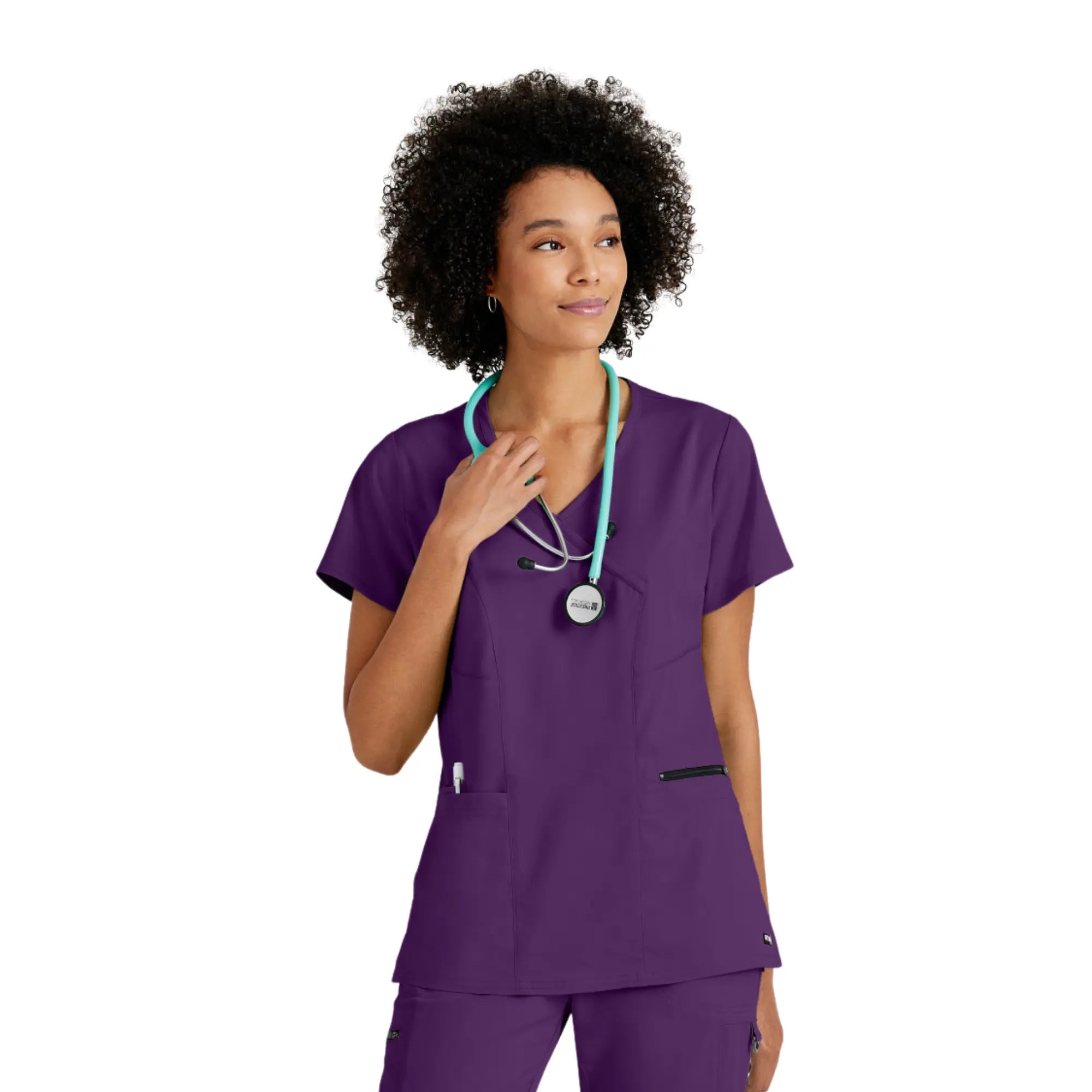 Kim - Tunique col V croisé - Femme - Grey’s Anatomy Stretch Grey’s Anatomy  Raisin / XL