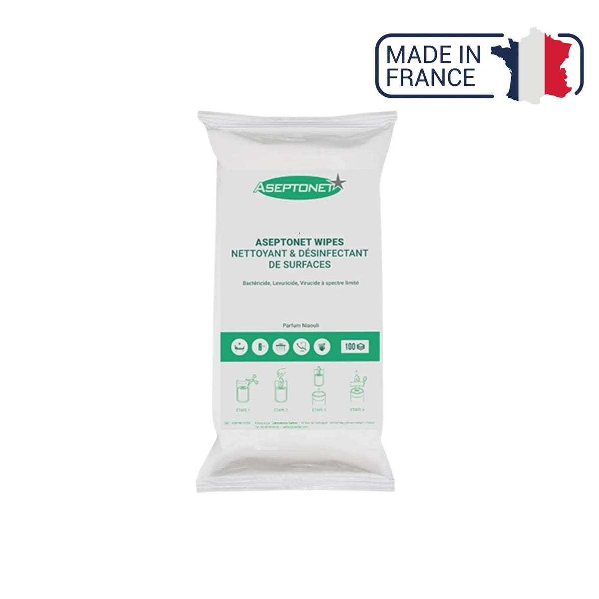 Lingettes désinfectantes - Recharge de 100 lingettes - Aseptonet Aseptonet 