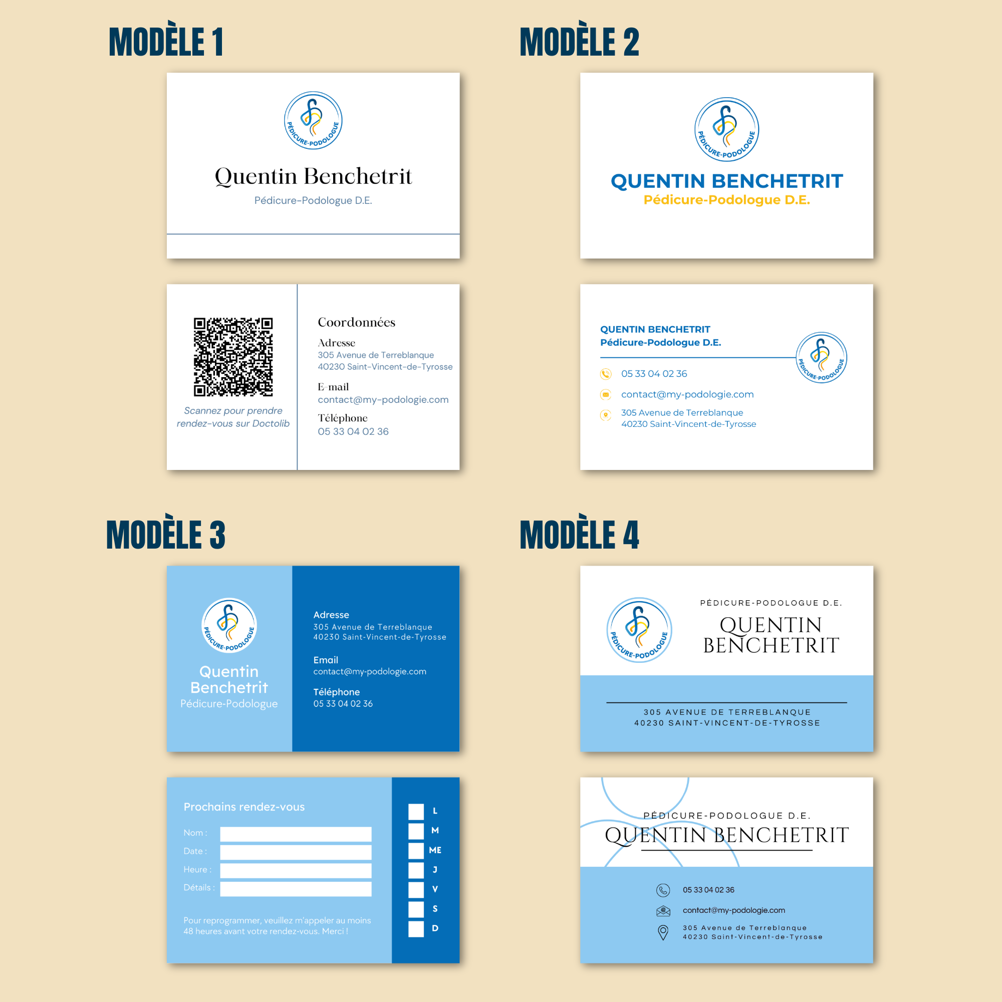 Modèles pour carte de visite pour pédicures-podologues