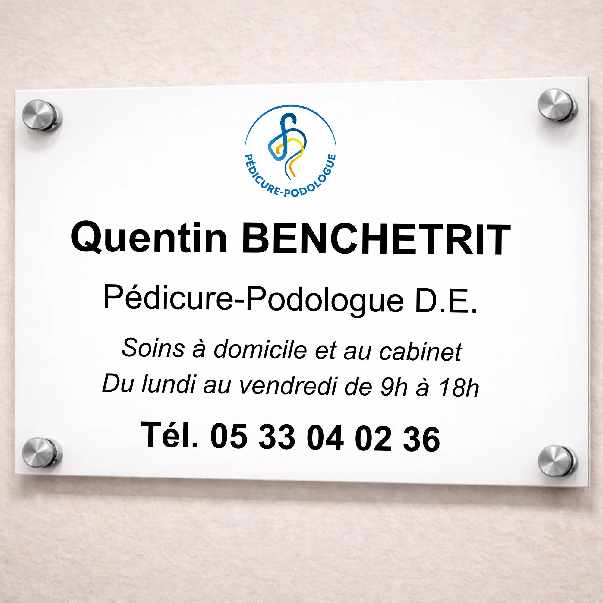 Plaque professionnelle Pédicure-Podologue personnalisable My Podologie 