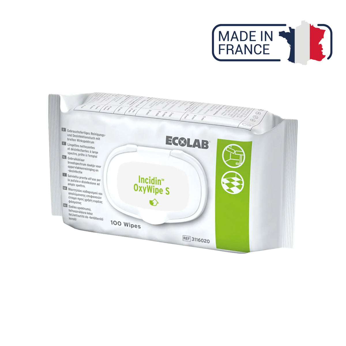 Sachet de 100 lingettes nettoyantes désinfectantes Incidin Oxywipe S - Ecolab by Anios Anios 