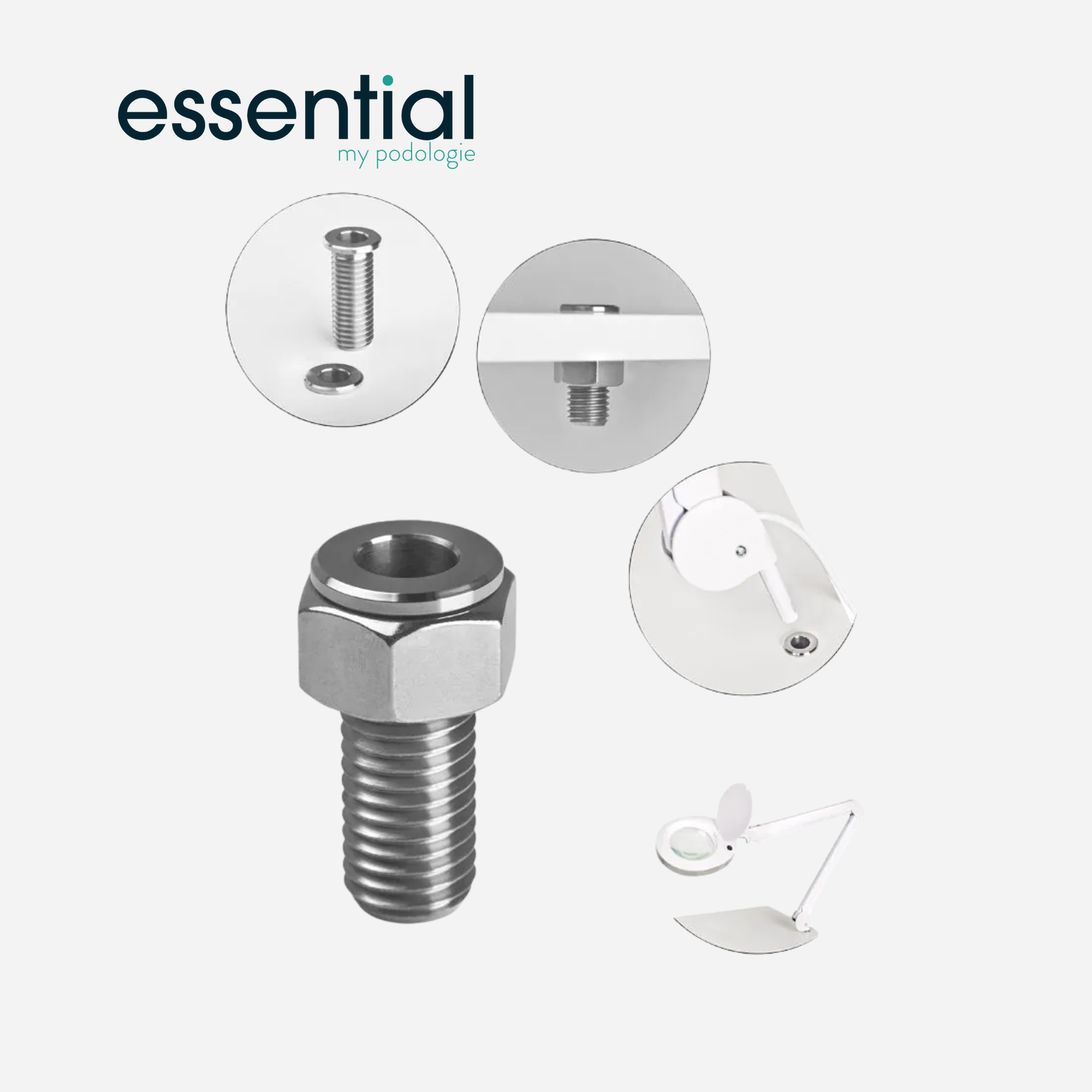 Support de Lampe loupe tubulaire en inox - Essential by My Podologie